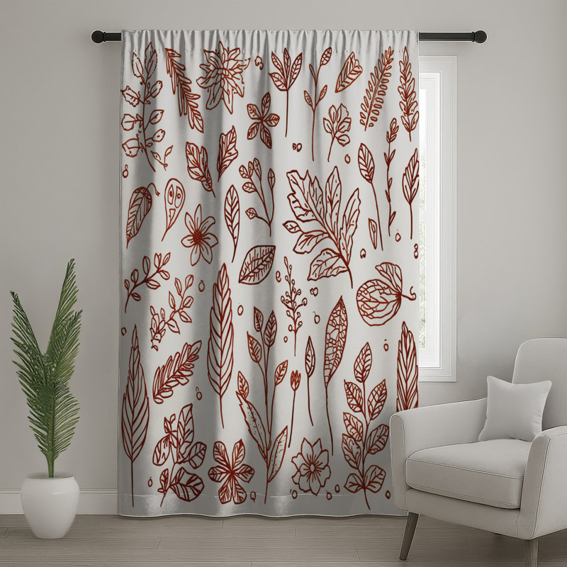 Rideaux, voilages et rideaux occultant Botanical Leaf, Transparent, 50 po x 80 po - 1 panneau