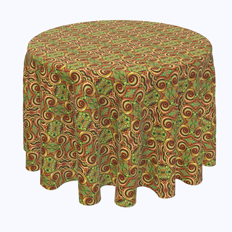 Hackley Geometric Round Tablecloth, 114" x 114"