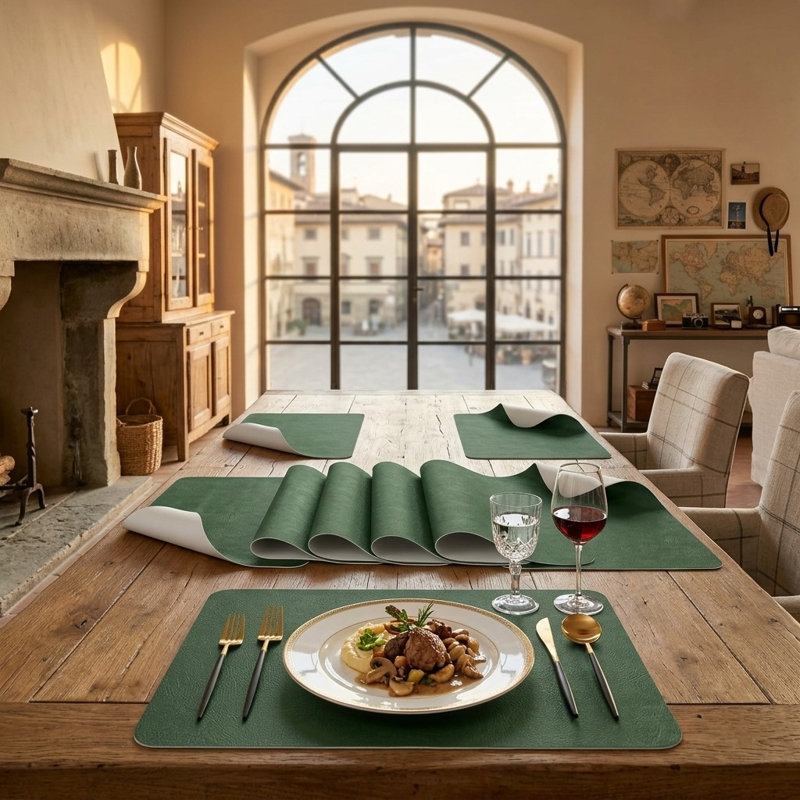 Premium Dual-Sided PU Leather Placemats - Washable & Heat Resistant (Set of 6)