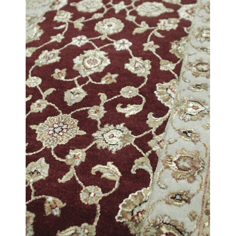 Hand-Knotted High-Quality Red and Cream Runner