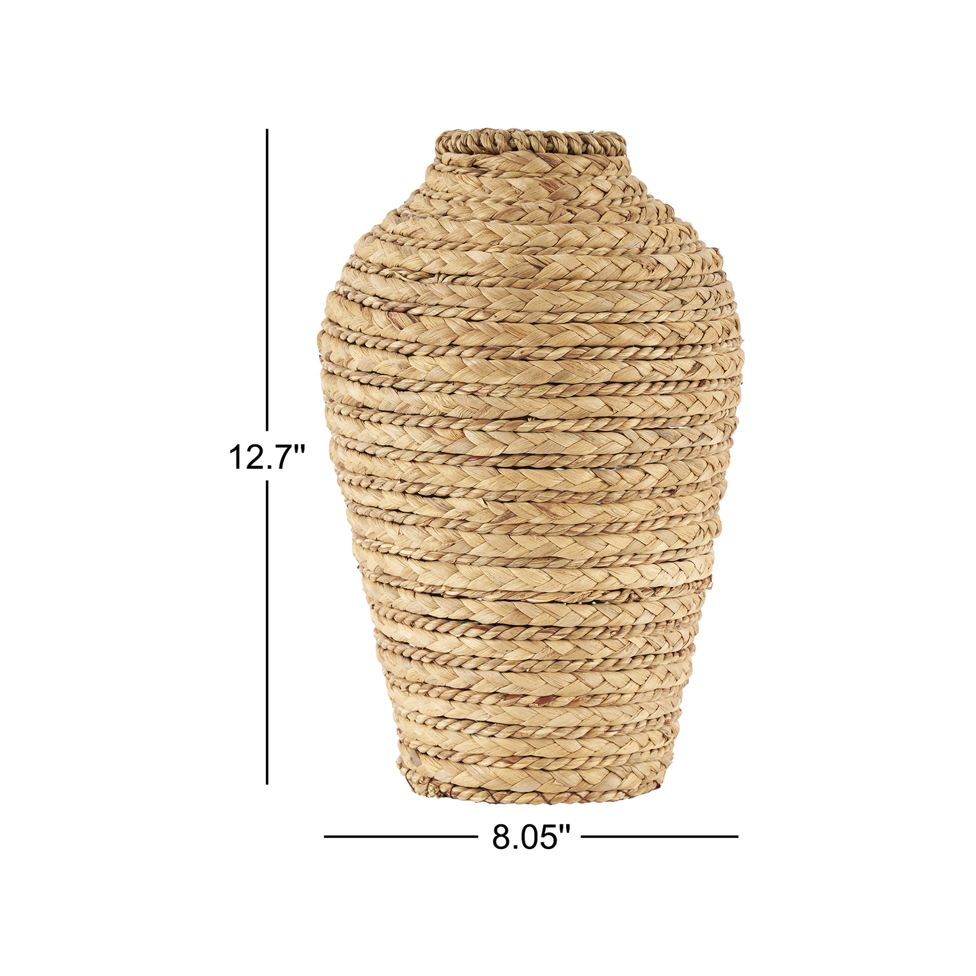 Handmade Seagrass Table Vase, 12.7" H x 8.05" W x 8.1" D