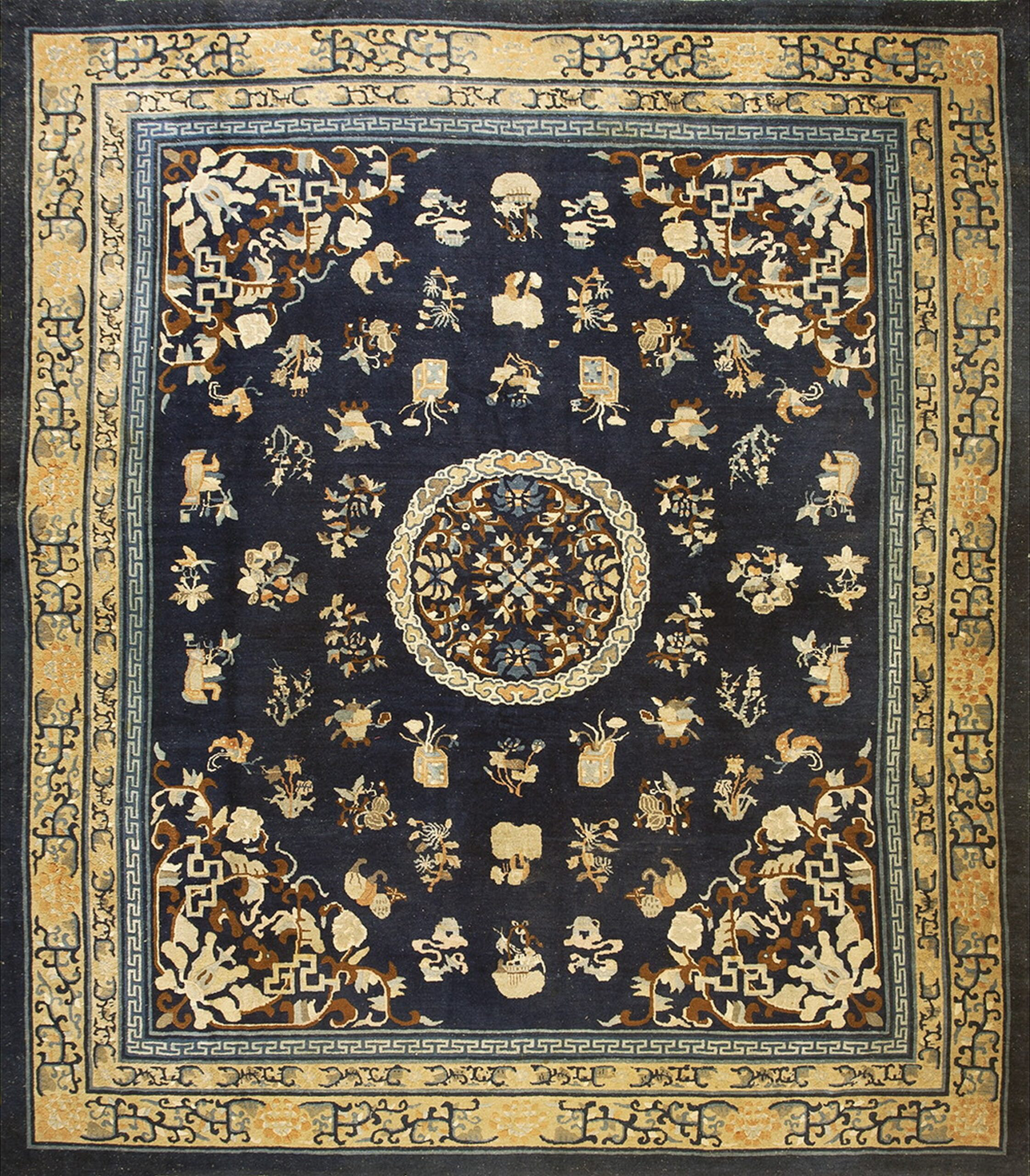 Peking Pattern Rugs On Net Antique Chinese Peking Floral Medallion Pattern Blue Color ...