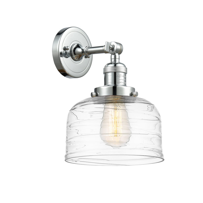 Applique murale 1 lumière 8 po Bell, Chrome poli, Ampoule non incluse, Tourbillon déco transparent