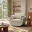 Fauteuil pivotant moderne de 40 po avec 3 coussins décoratifs, fauteuil surdimensionné et confortable-1265664584