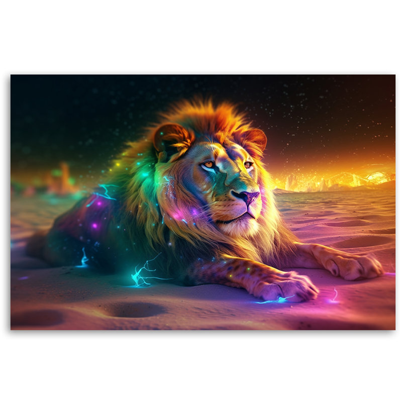Abstract Neon Animal - No Frame Print on Canvas, 70cm H x 100cm W