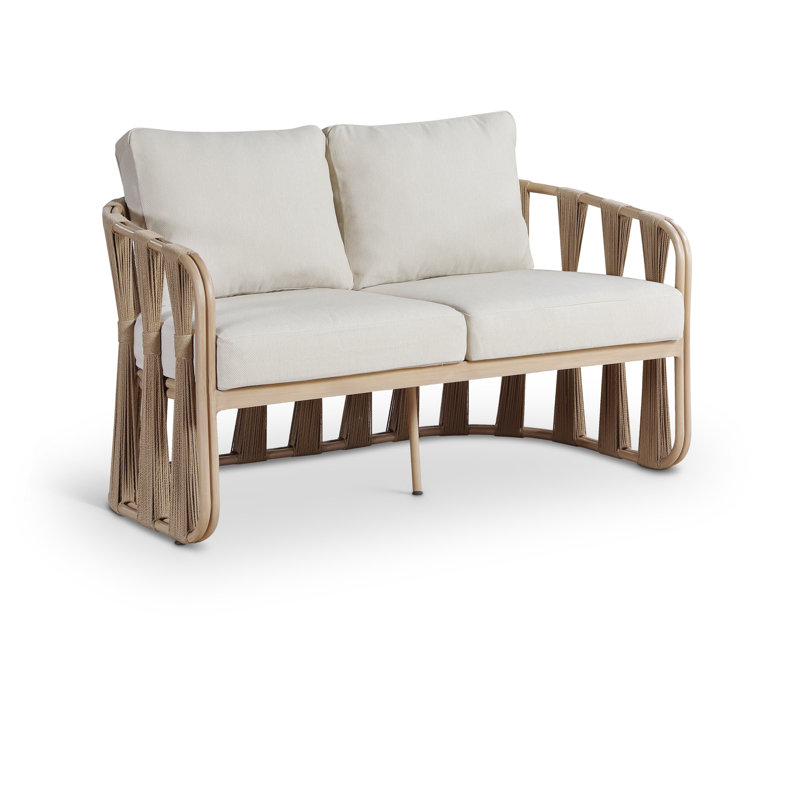 Hemera Olefin Fabric Outdoor Patio Loveseat, Beige