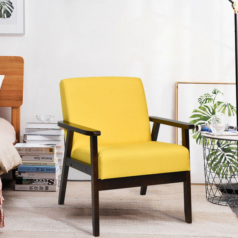 Fauteuil en lin l 23 po Janyce, Lin jaune