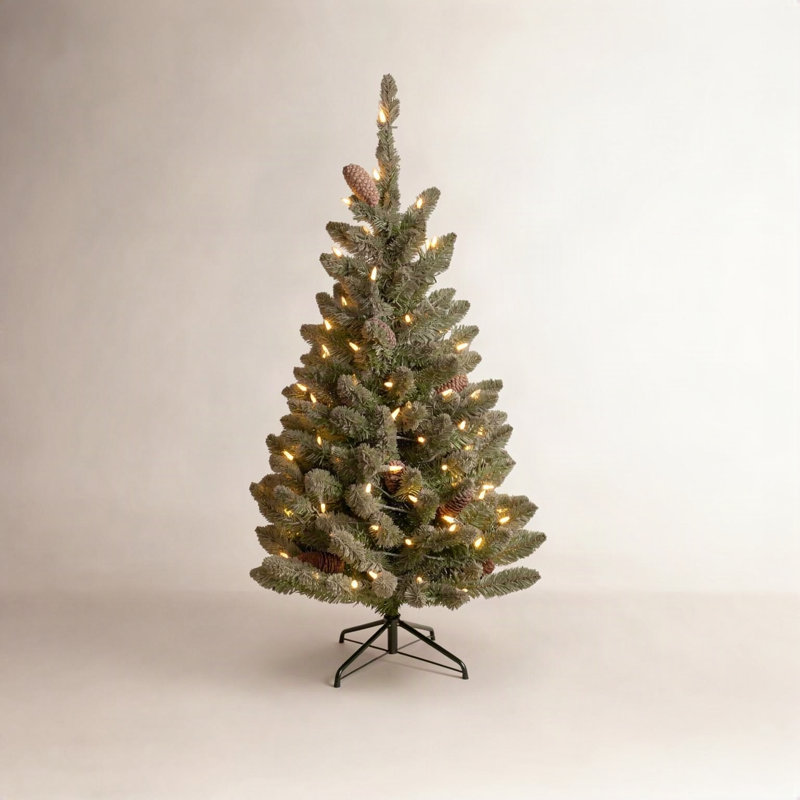 Sapin floqué avec lumières DEL, 3'