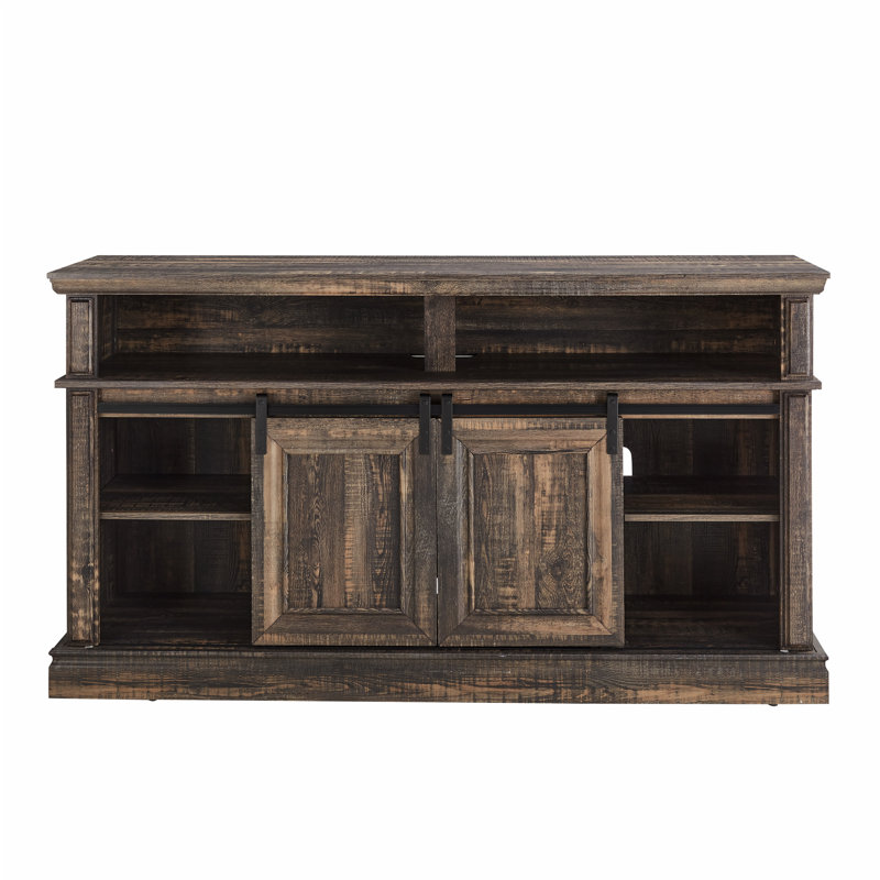 Meuble télé 70 po avec bordure en pierre empilée, Brun antique