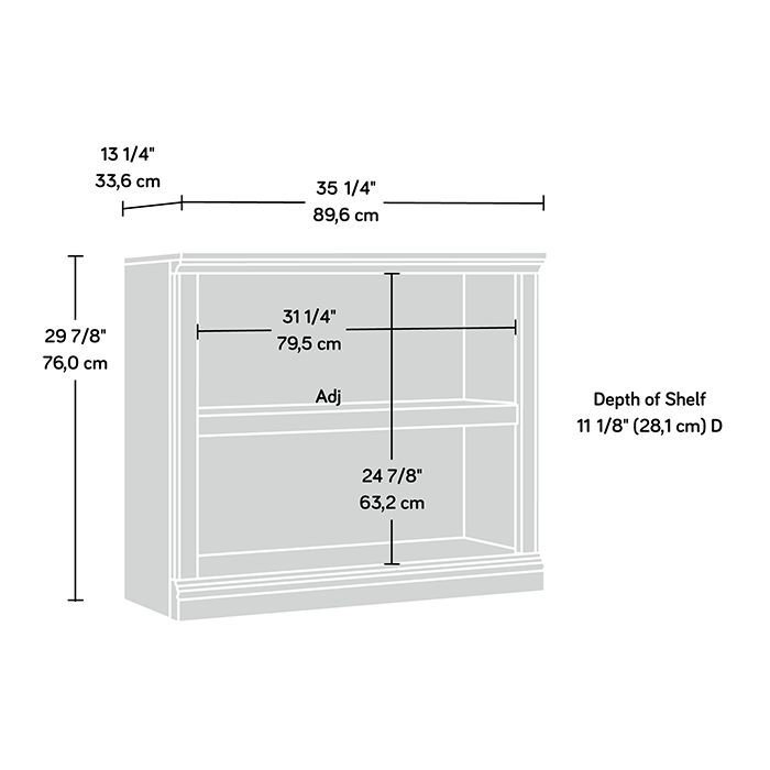 Hartman Bookcase, Estate Black, (2 Shelves) 29.92" H x 35.28" W x 13.31" D