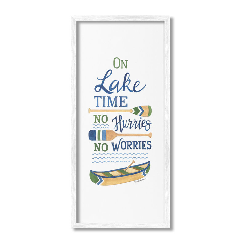 «No Hurries On Lake Time», estampe numérique par Deb Strain, Giclée encadrée blanc bord de mer, H 30 po x l 13 po