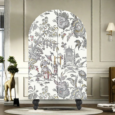 Armoire arquée avec tablettes et tringle à vêtements