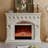 Beige Solid Wood Electric Fireplace-1382362201
