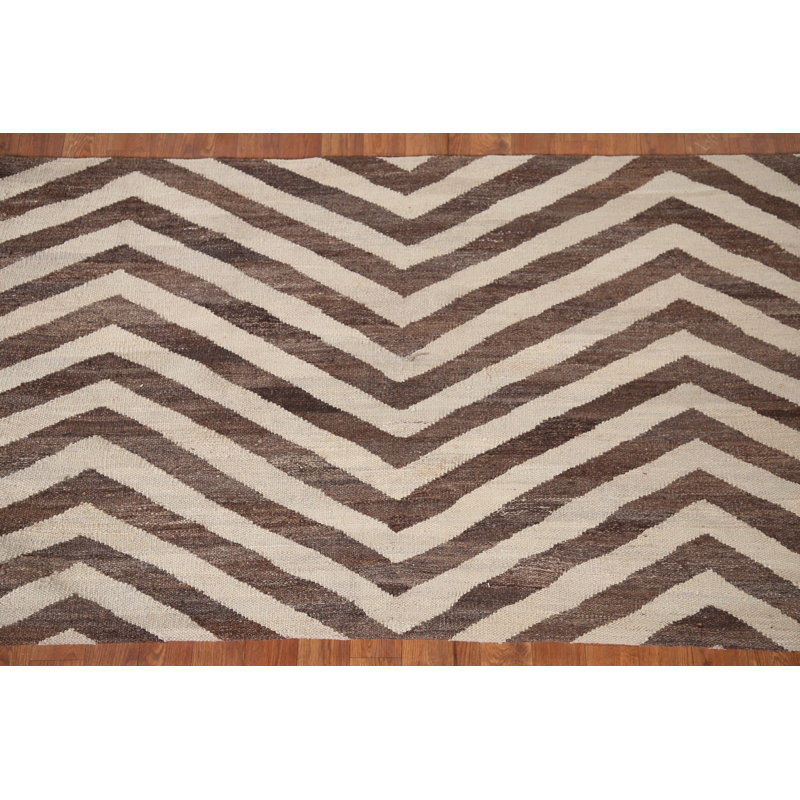 Tapis à motif de chevrons style oriental Kilim 3 x 5