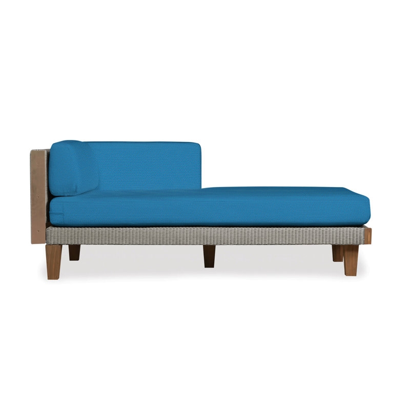 Catalina Outdoor Teak Chaise Lounge, Demo Skyway, Pewter