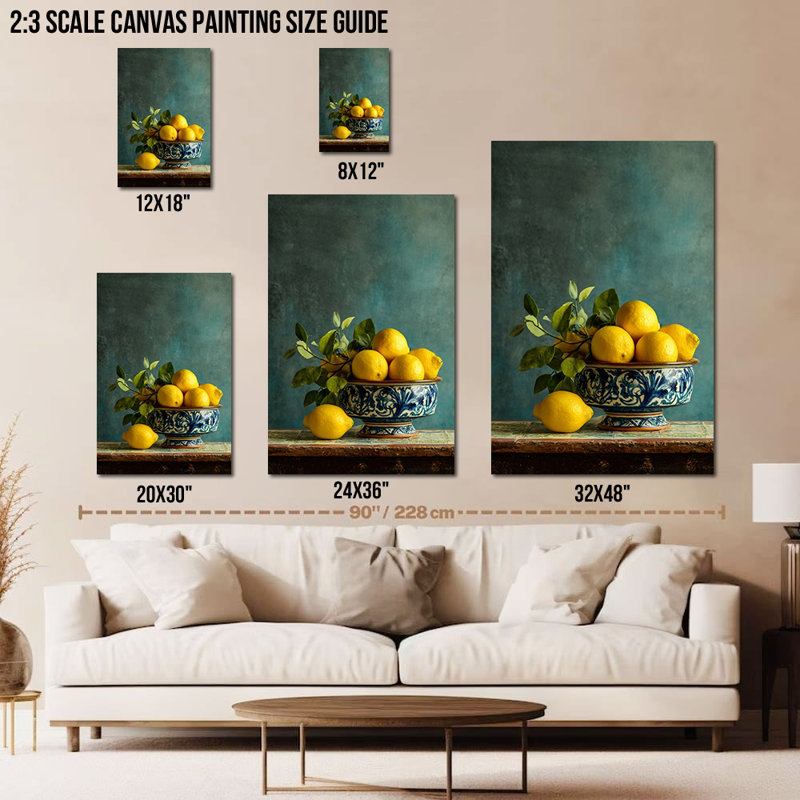 Art mural citron, cuisine murale citron, fruits italien, décoration murale pour cuisine, reproduction d'art rétro sur toile citron méditerranéen, 24 po x 32 po