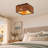 2-Light Rustic Wood Flush Mount With Decorative Cutouts