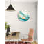 Horloge murale abstraite abstrait en verre trempé bleu sarcelle, art moderne, grande horloge murale, cadeau de pendaison de crémaillère, horloges murales uniques-2049241002-2049241004