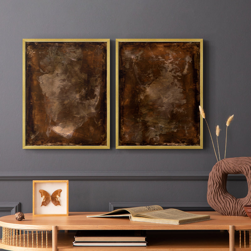 «Rusty Steel» I-Premium, reproduction encadrée - prête à être accrochée - aucun clou requis - aucun clou requis, Doré