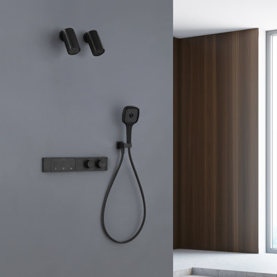 Lamh Digital Display Thermostatic Shower with 2 Adjustable Showerheads