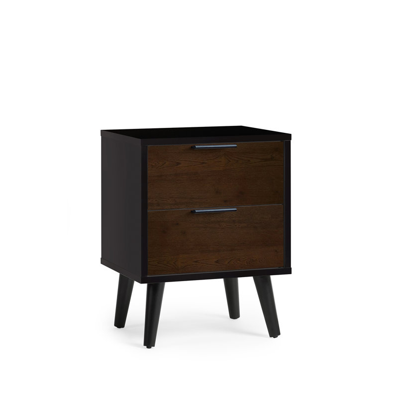 Elkville 45cm W Manufactured Wood Bedside Table, Walnut/Black