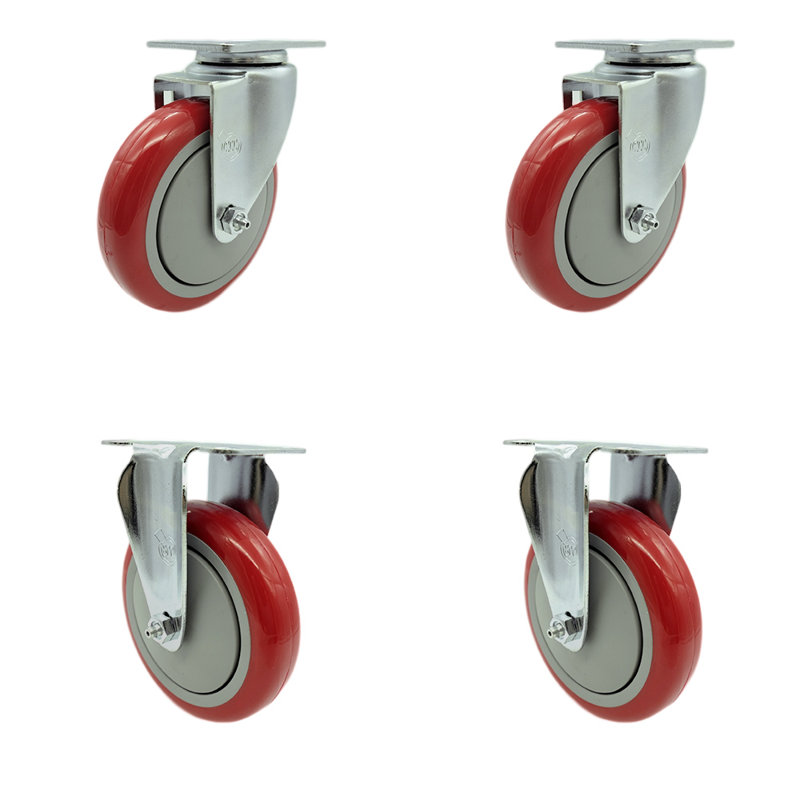 4 Piece Polyurethane Swivel Caster Set, Gray