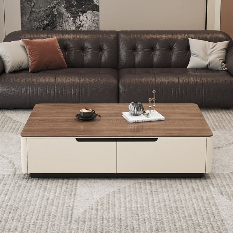 Table basse moderne en pierre, Blanc, H 16,9 po x L 47,2 po x l 23,6 po