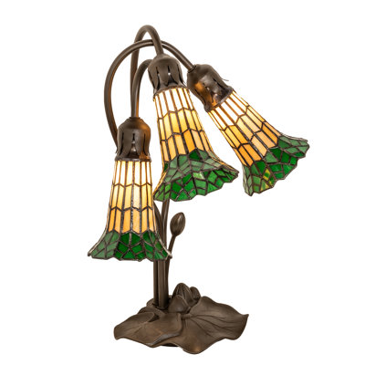 16" High Stained Glass Pond Lily 3 Light Accent Lamp