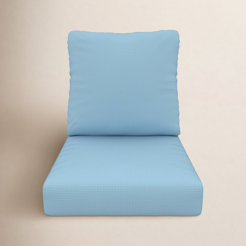 Amala Sunbrella® Outdoor Deep Seating Lounge Chair Seat/Back Cushion, Canvas Air Blue Sunbrella® Canvas