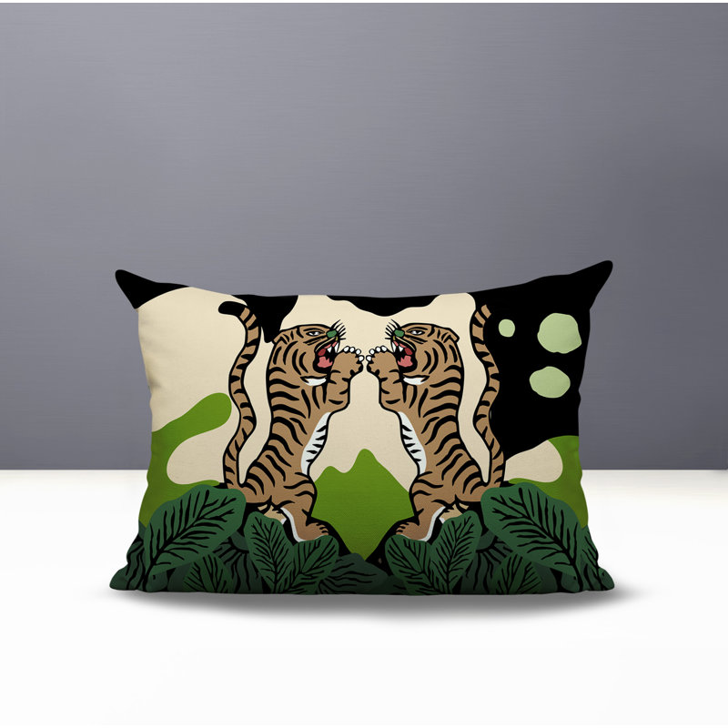 Oreiller rectangulaire réversible intérieur / extérieur Mikro Tiger, Chartreuse, H 20 po x l 14 po
