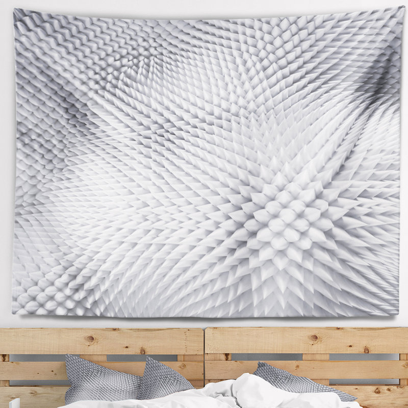 Tapisserie de conception abstraite prickly blanc 3d, H 32 po x l 39 po