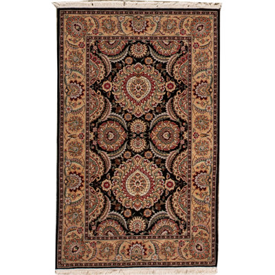 Tapis vert, rouge et or noué à la main de haute qualité