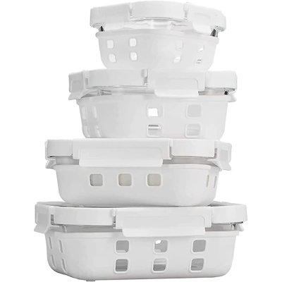 Genicook Borosilicate Glass 4 Container Food Storage Set