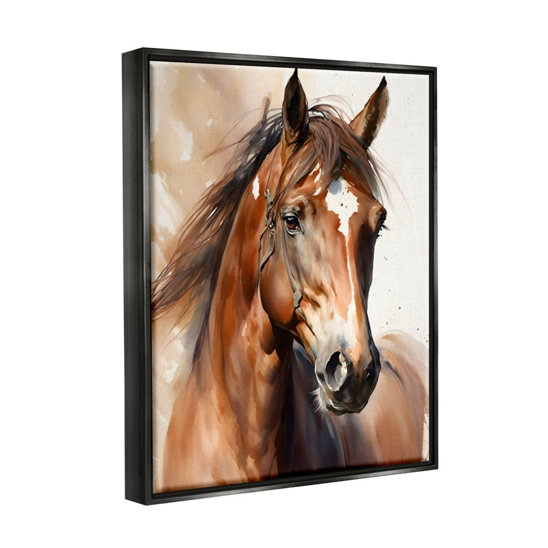 Brown Horse Canvas Print with Black Frame, 17" x 21"