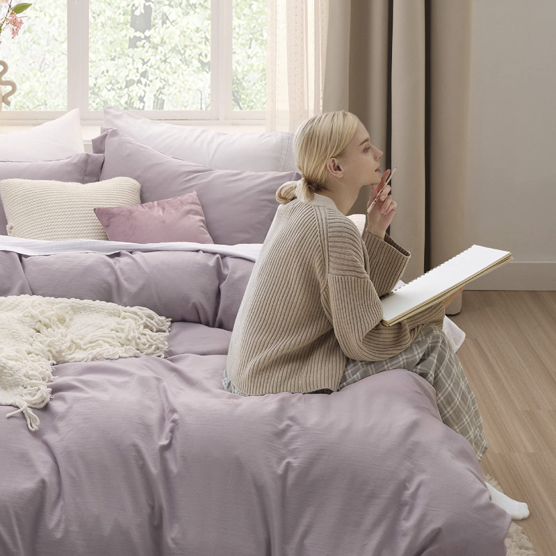 Ensemble de housse de couette en microfibre Litsure - Ensemble de literie très doux en coton prélavé (ensemble de 3)