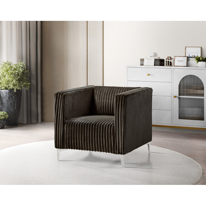 Chryssa Upholstered Armchair, Brown Velvet