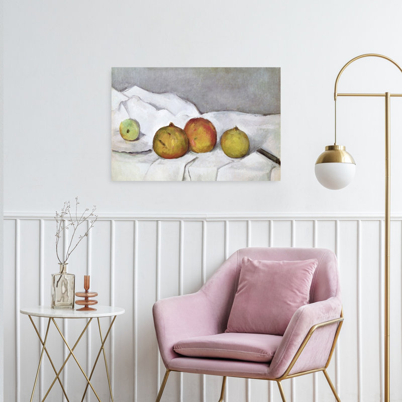 Fruit sur tissu, vers 1890. Estampe d'art mural abstrait contemporain., H 24 po x l 36 po