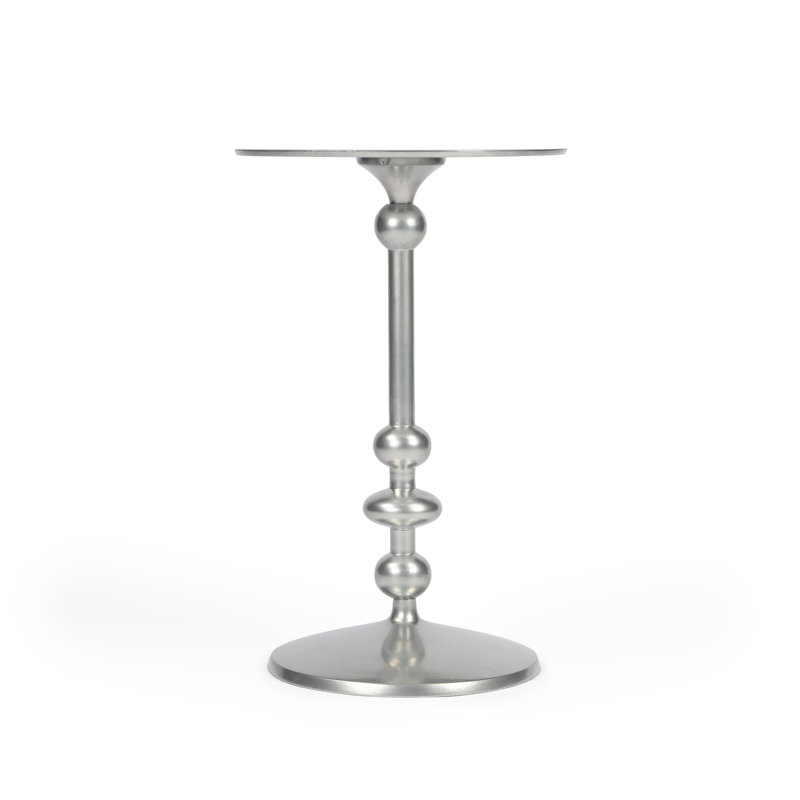 Zora Distressed Iron Pedestal Side Table, Nickel