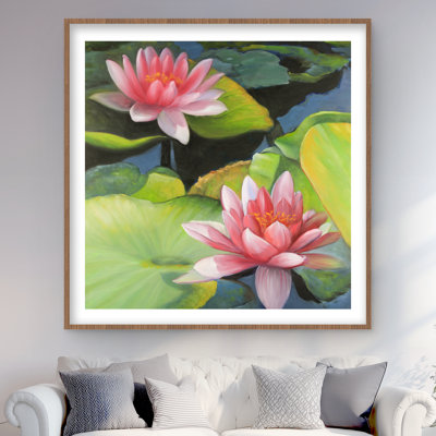 Water Lilies and Lotus Flowers Print - Floral Home Decor