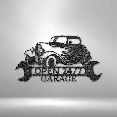 Décoration murale personnalisable en acier avec monogramme Hot Rod Shop