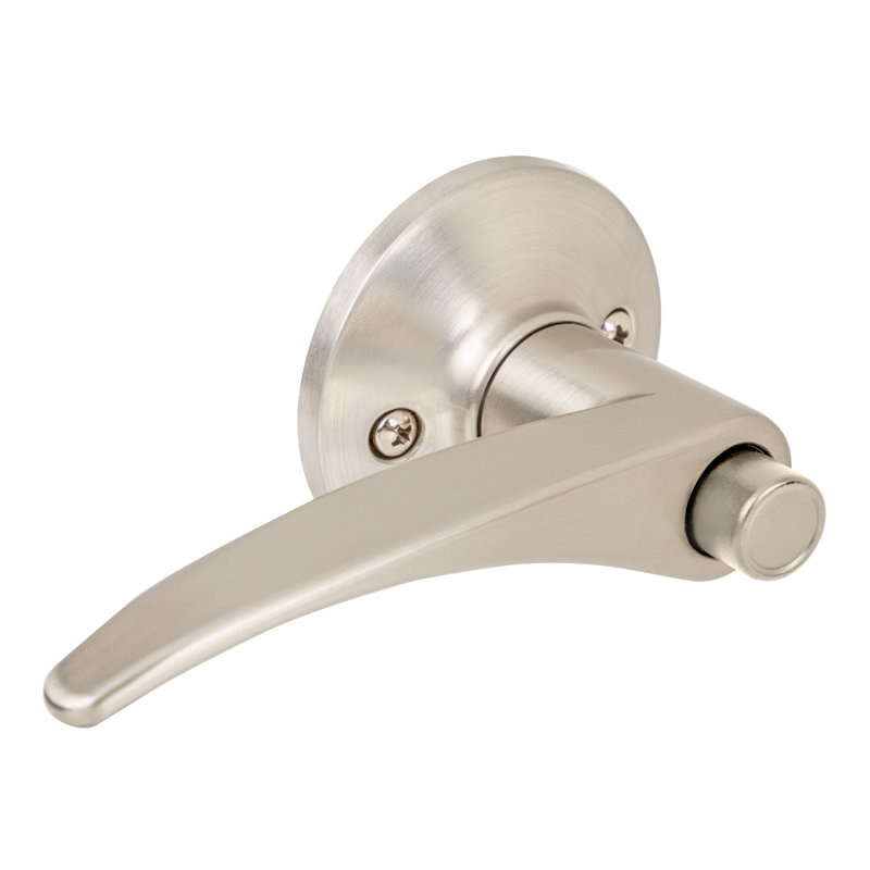 Apollo Privacy Door Lever with Round Rosette, Satin Nickel
