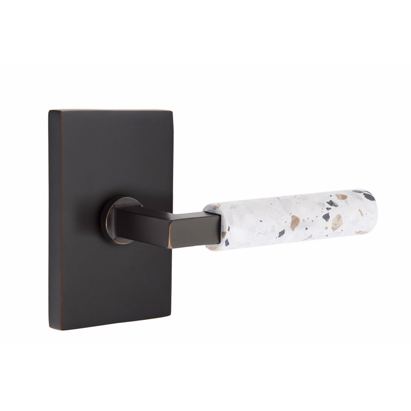 Select Round Passage (Hall & Closet) Door Lever with Rectangle Rosette, Universal/Reversible
