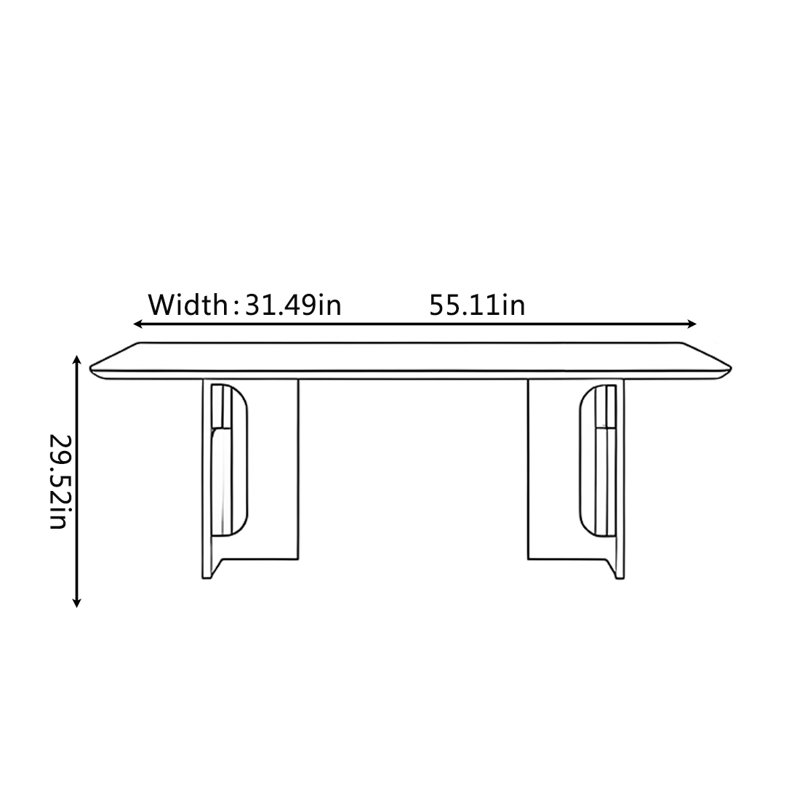 Table de salle à manger italienne minimaliste et luxueuse, H 29,52 po x L 55,11 po x l 31,49 po