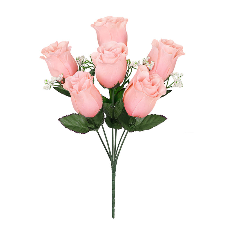 Bouquet de roses artificielles, Pêche rose