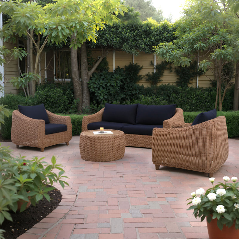 Luminis 4-Piece Sunbrella® Outdoor Patio Seating Set - Canvas Navy, Canvas Navy