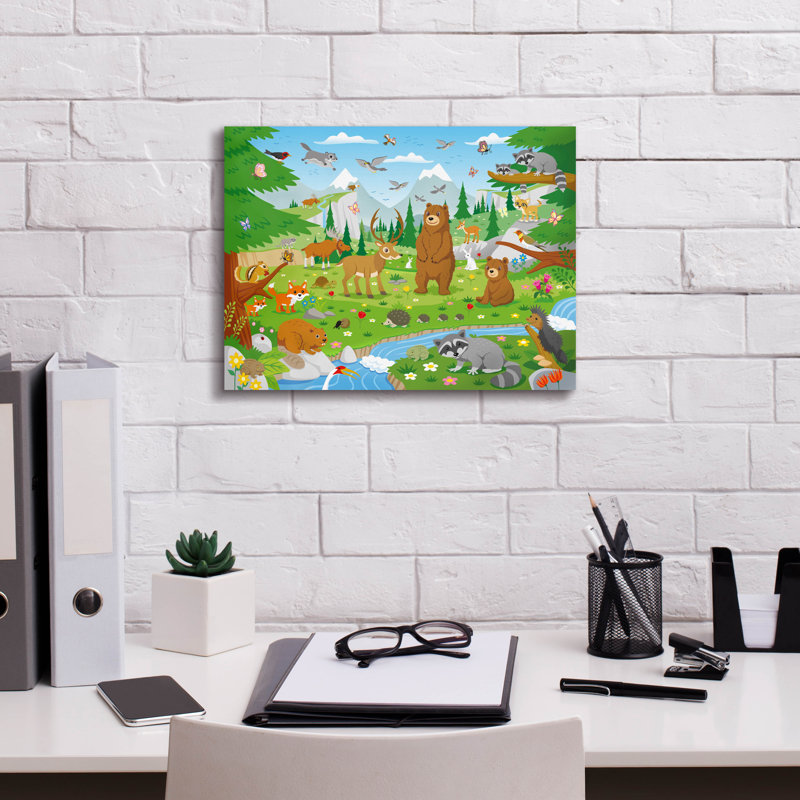 Toile épique Graffiti «Fun With Forest Friends» par DoodleScapes, 16 po x 12 po