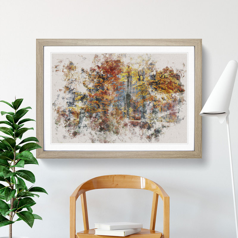 Autumn Forest Vol.3 Watercolour - Picture Frame Graphic Art, Oak, 27cm H x 36cm W x 2cm D