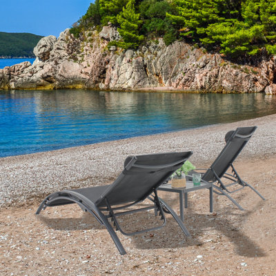 Raisah Outdoor Metal Chaise Lounge Set with Table