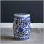 Tabouret de jardin en céramique, petite table d'appoint bleue et blanche, P 11 po x 16 po, mobilier d'extérieur polyvalent et décoratif