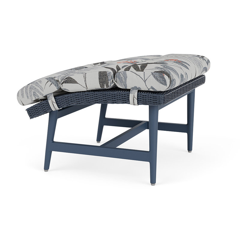 Cascade Outdoor Ottoman, Delicate Botanical Slate, Denim Blue